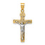 14K Two-tone Diamond-cut Lattice Cross w/Crucifix Pendant
