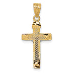14K Two-Tone Gold Diamond-Cut Lattice Cross Crucifix Pendant  Polished Finish
