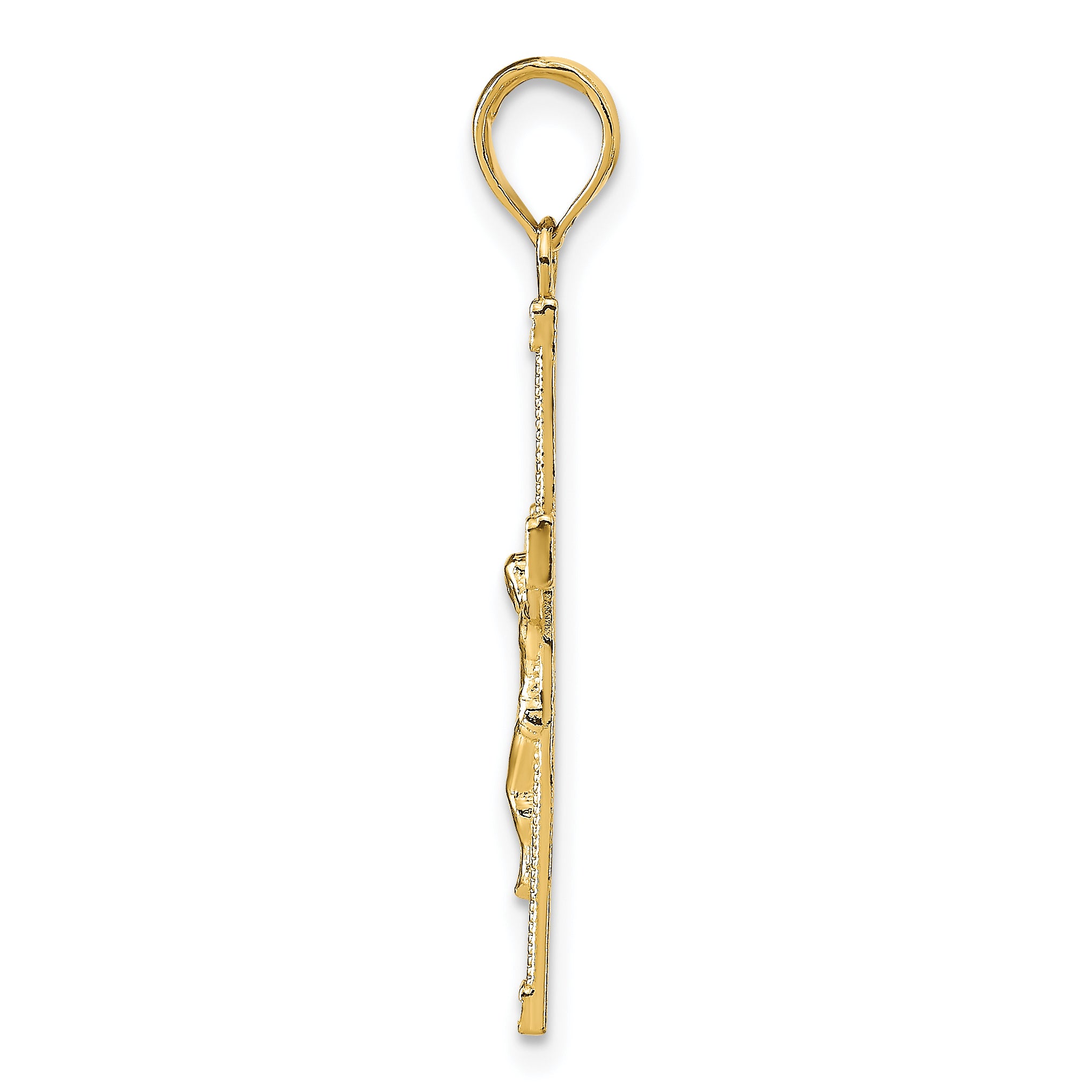 14K Gold Diamond-Cut Crucifix Pendant with Polished Fancy Tips