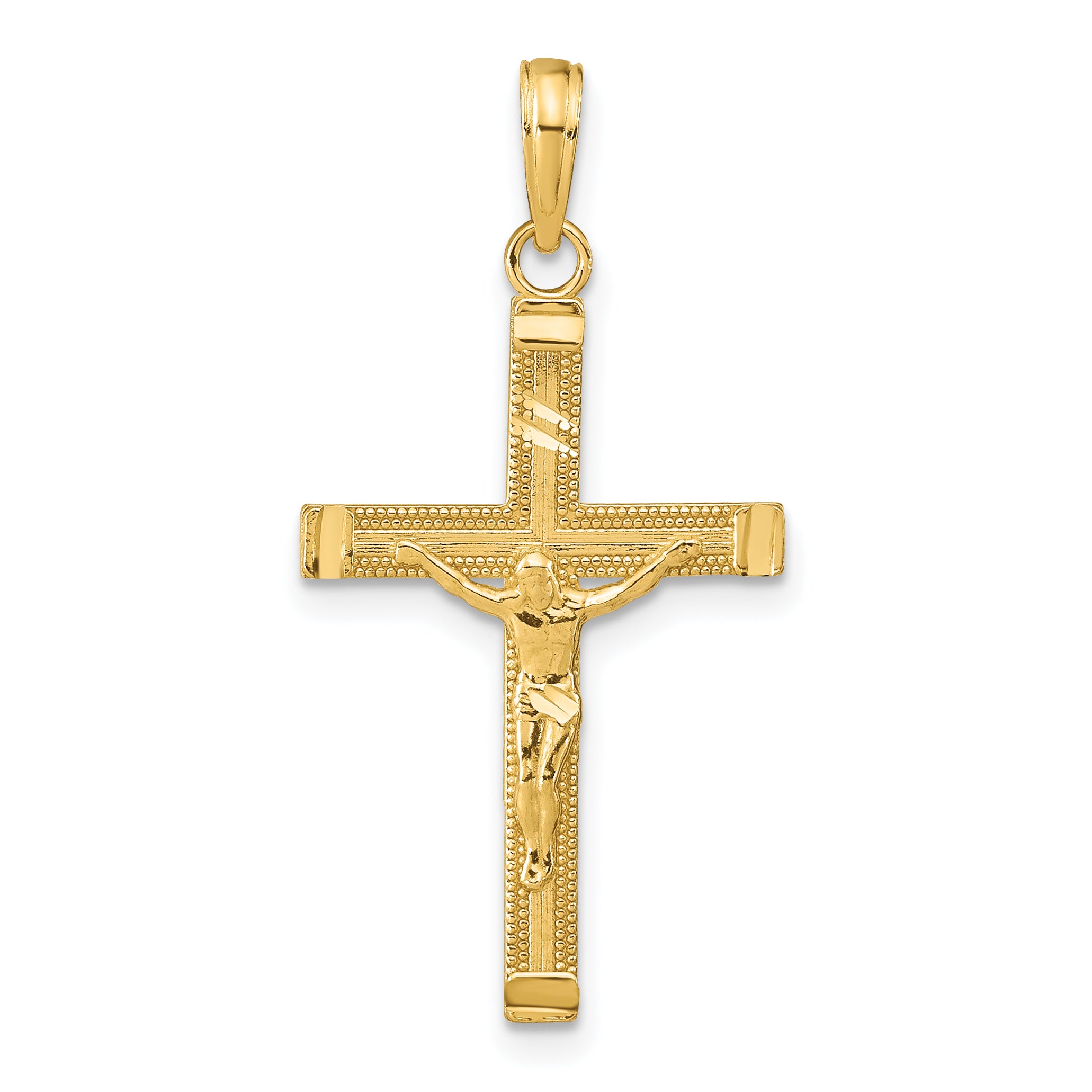 14K Diamond-cut Fancy Tipped Crucifix Pendant Main image
