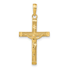 14K Diamond-cut Fancy Tipped Crucifix Pendant