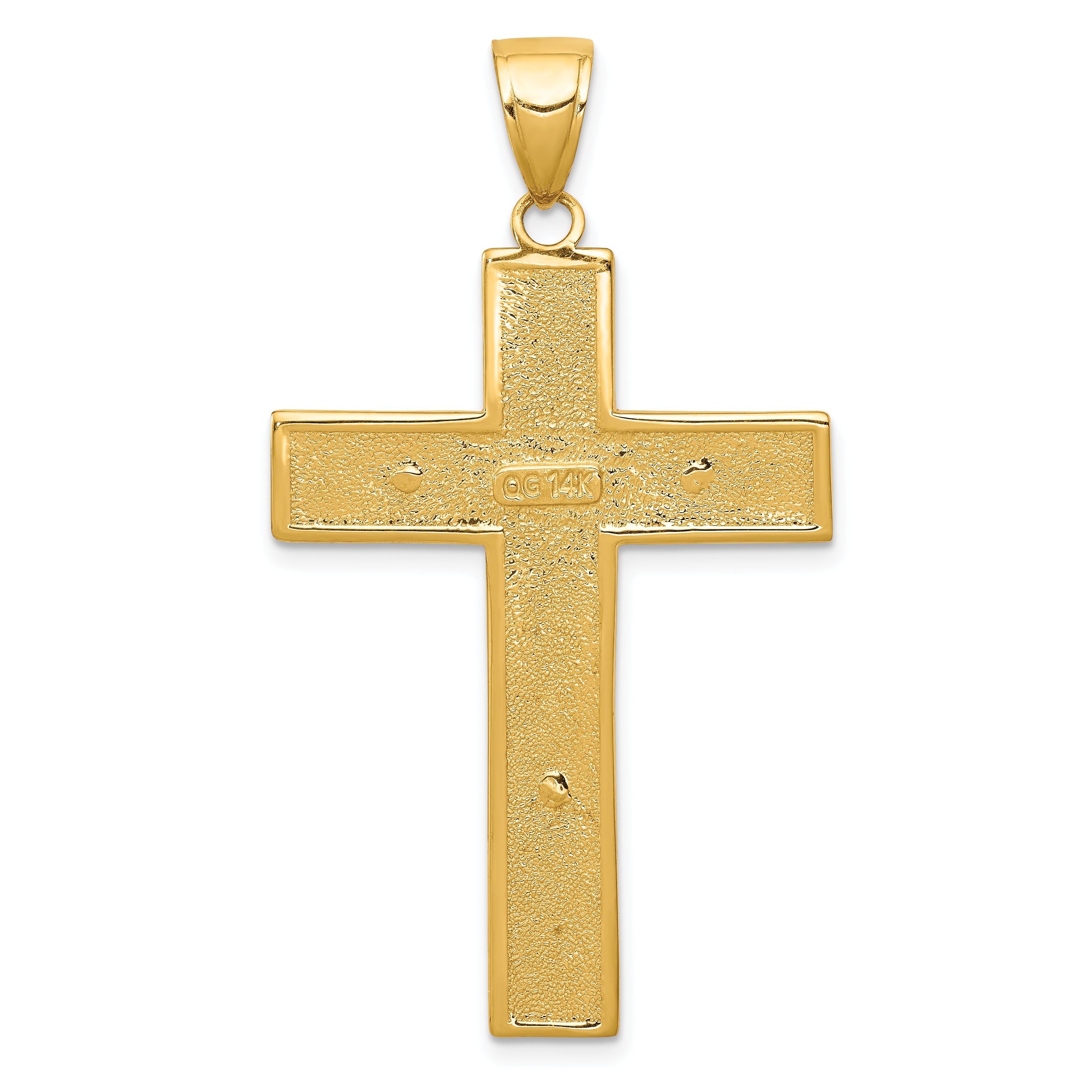 14K Gold Textured Crucifix Pendant with Polished Finish Elegant Design