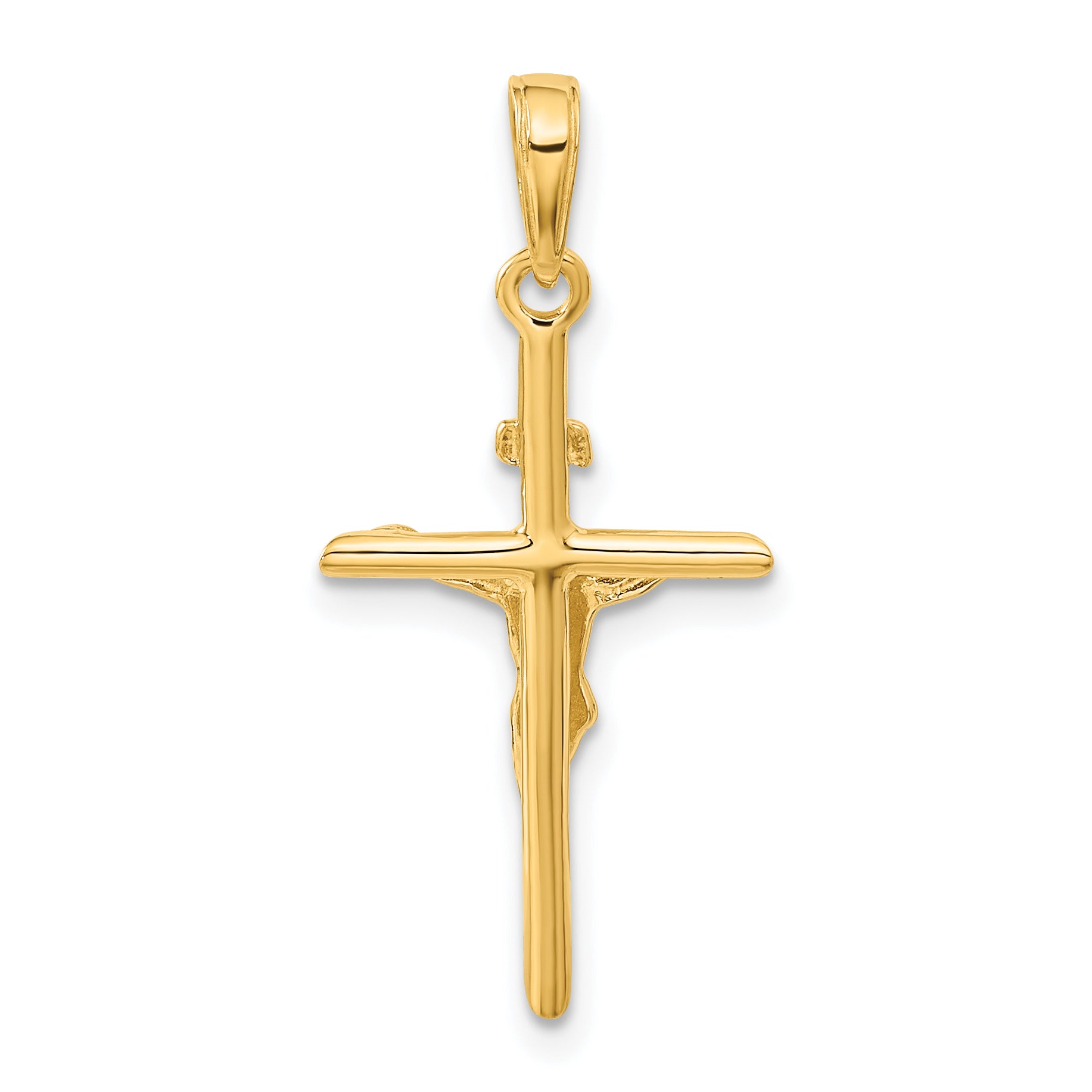 Stick Style Crucifix Pendant in 14K Yellow Gold