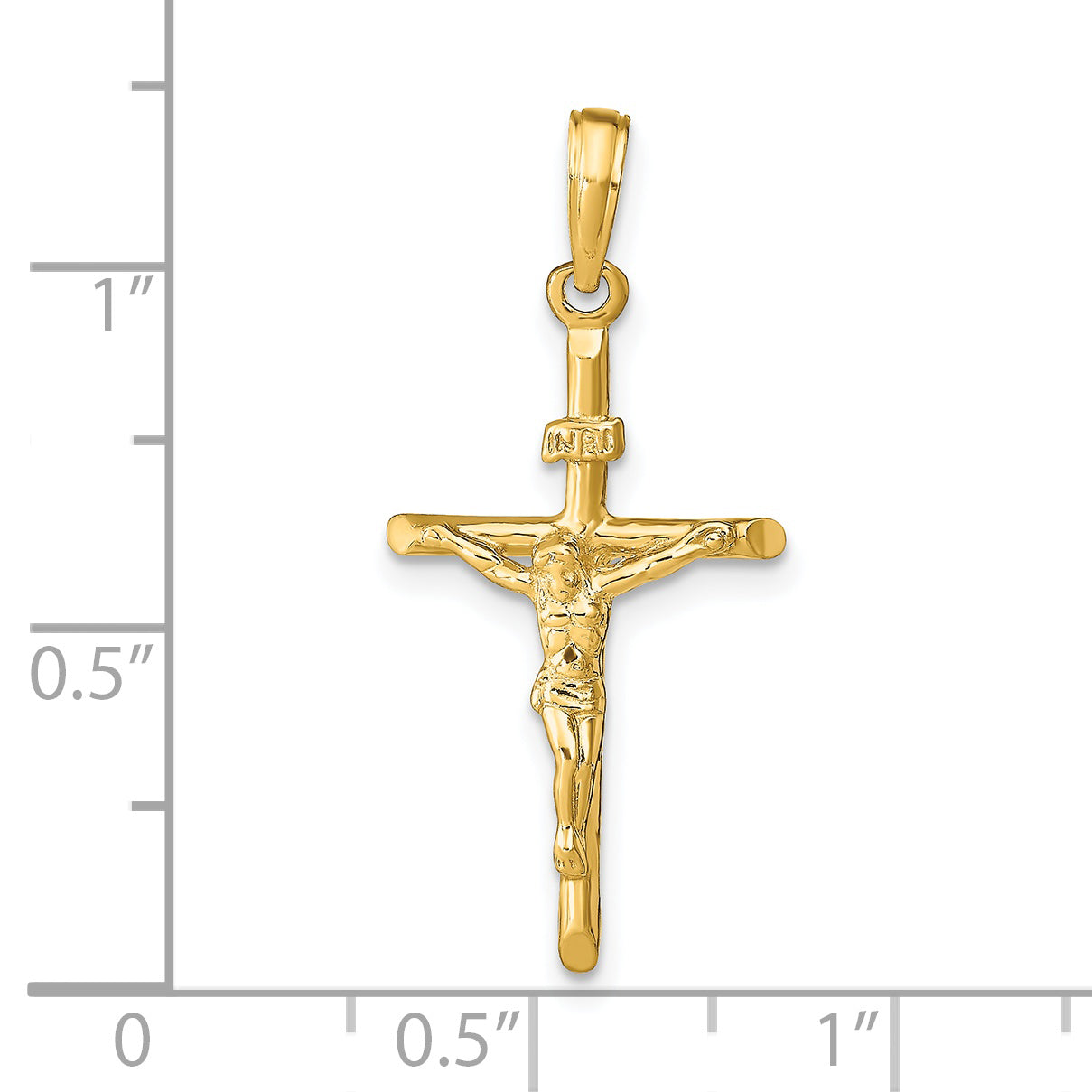 Stick Style Crucifix Pendant in 14K Yellow Gold