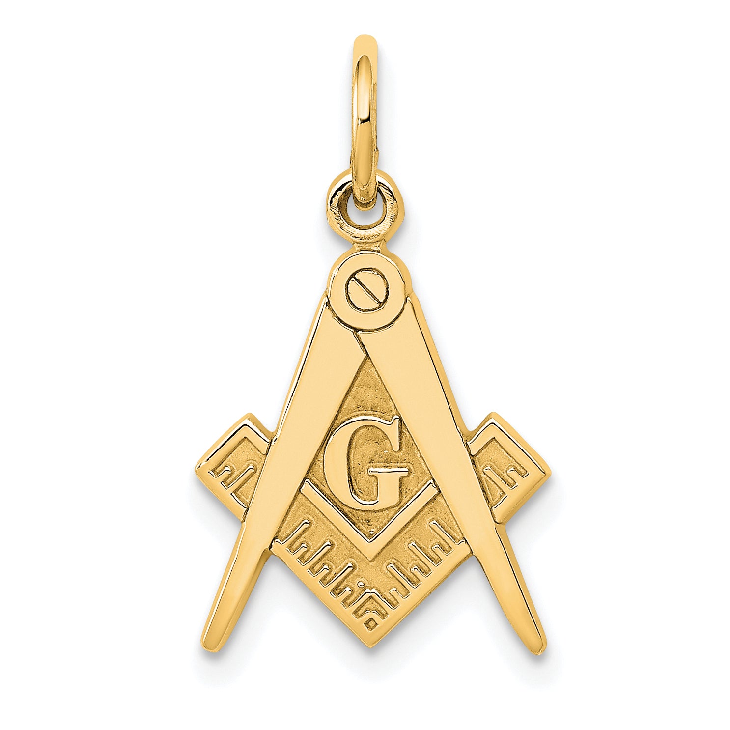 14k Polished and Textured Masonic Symbol Charm Main image