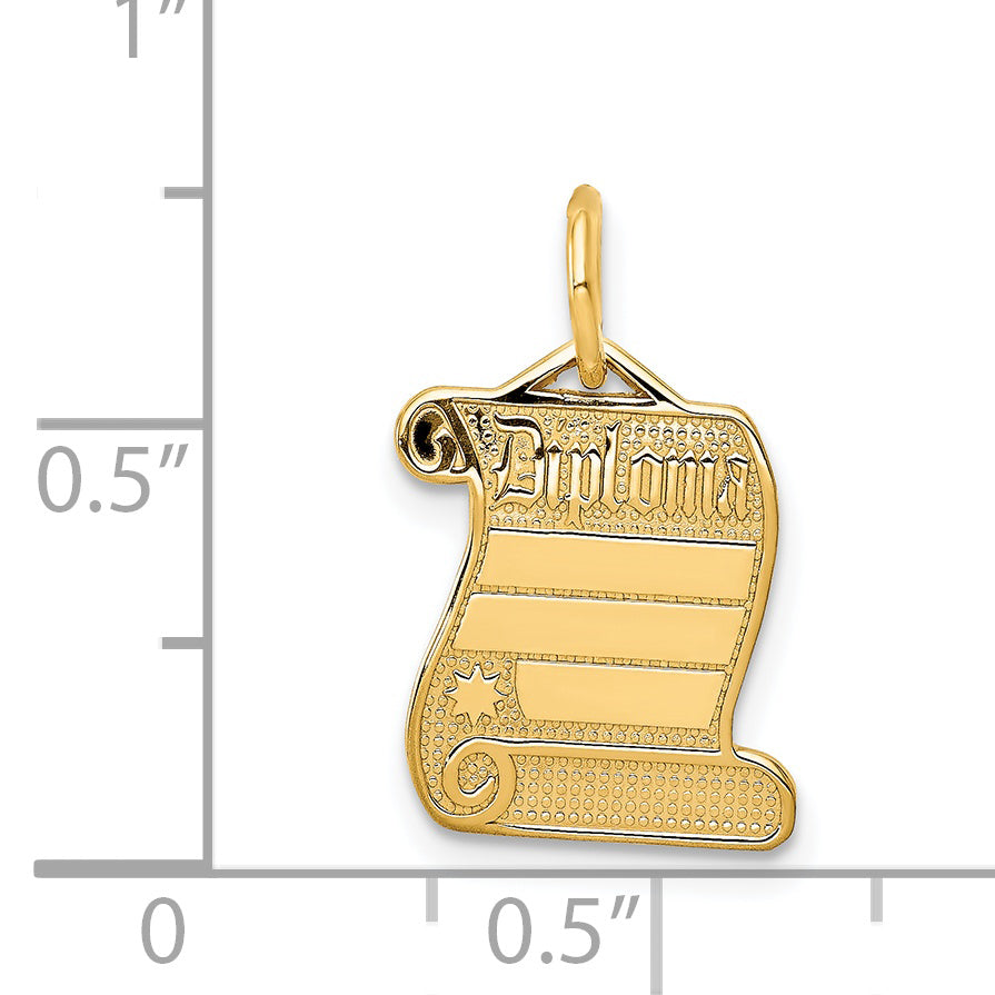 14K Gold Diploma Charm with Flat Back  Elegant Themed Pendant