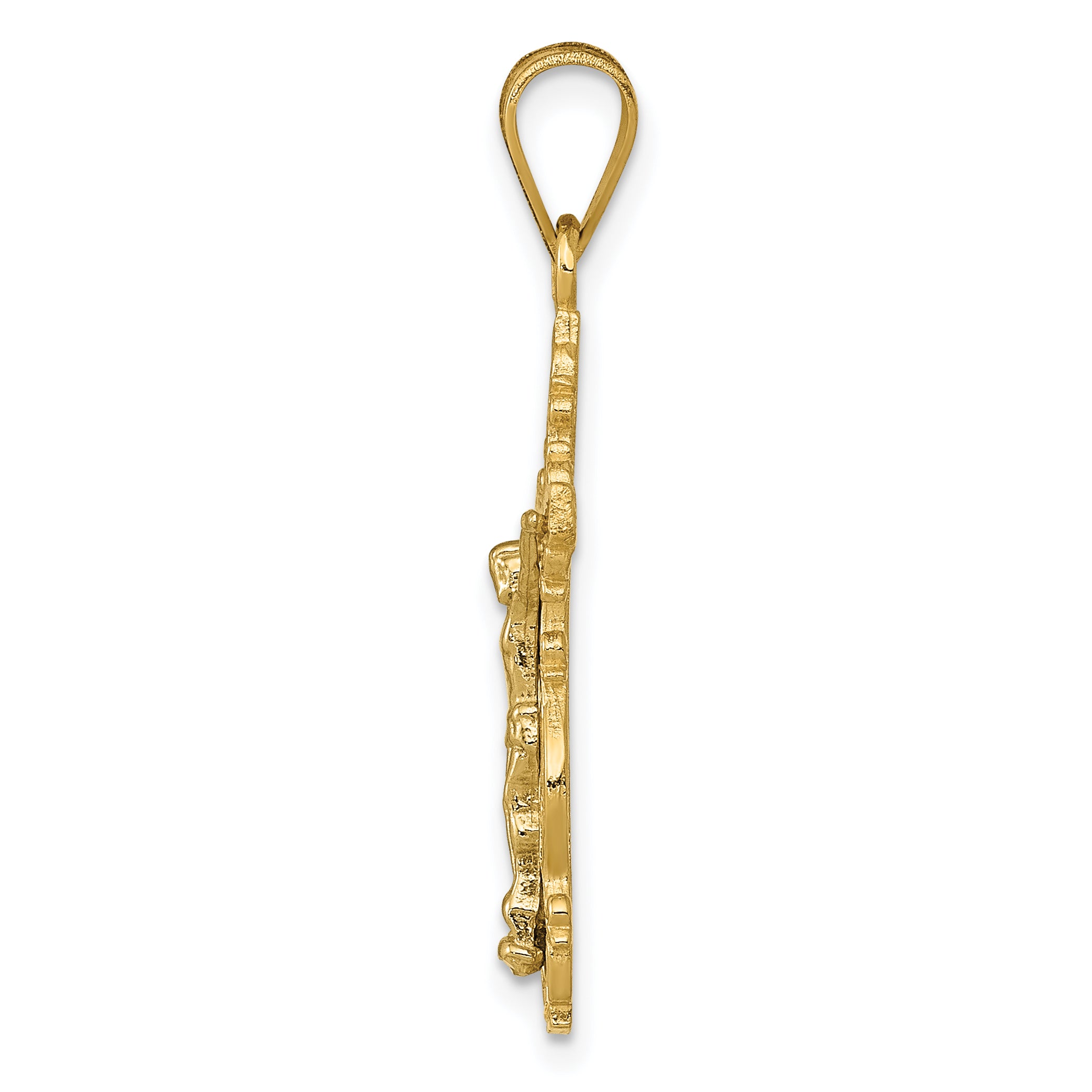 14K Two-Tone Gold Crucifix Pendant Elegant, Small, Narrow Design Secondary image