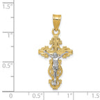 14K Two-Tone Gold Crucifix Pendant Elegant, Small, Narrow Design