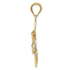 14K Gold Mariners Cross Pendant with Rhodium Diamond-Cut Detailing  30mm