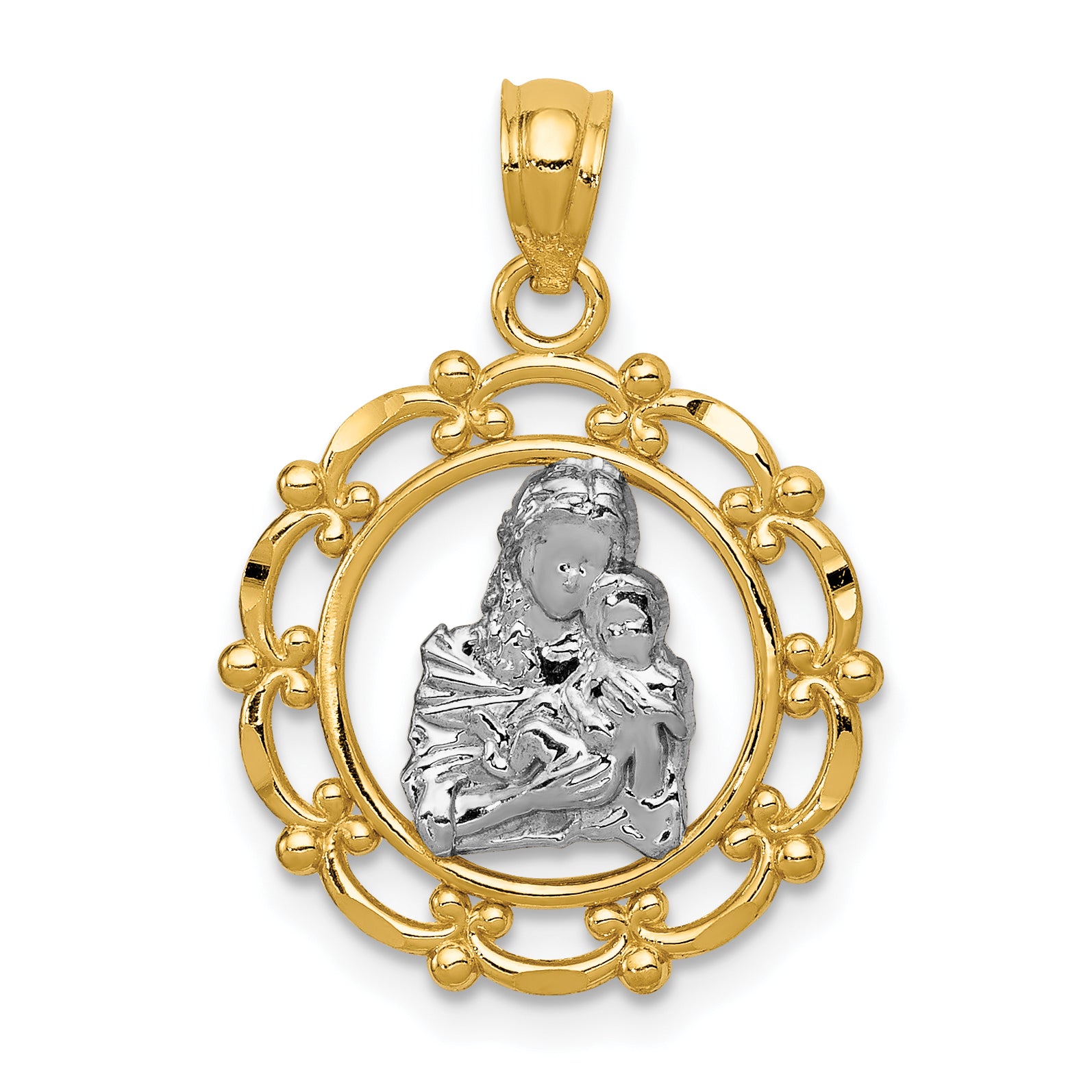 14k w/Rhodium Mother Holding Baby Pendant Main image