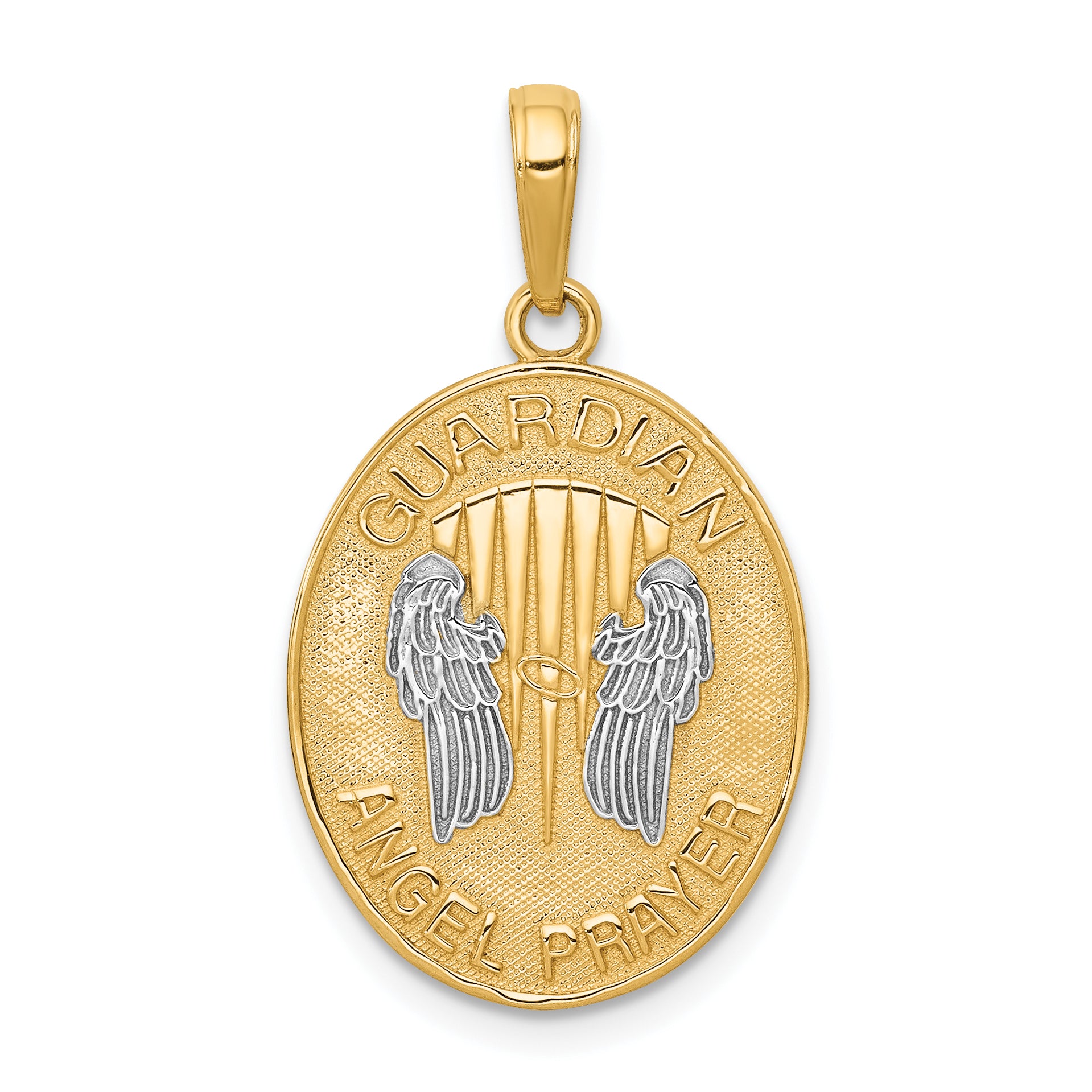 14K W/Rhodium Reversible Guardian Angel Prayer Pendant Main image