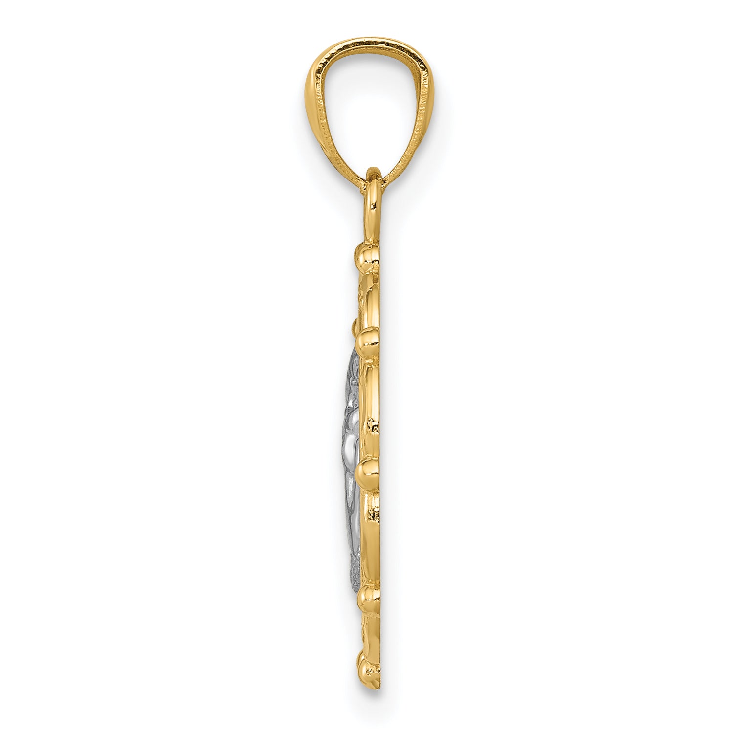 14K Gold Rhodium-Plated Angel Pendant Solid Casted Design, 23mm Secondary image