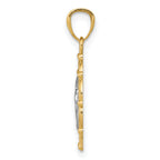 14K Gold Rhodium-Plated Angel Pendant Solid Casted Design, 23mm