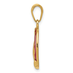 14K Gold Red Enamel Praying Hands and Cross Pendant Solid & Themed Charm