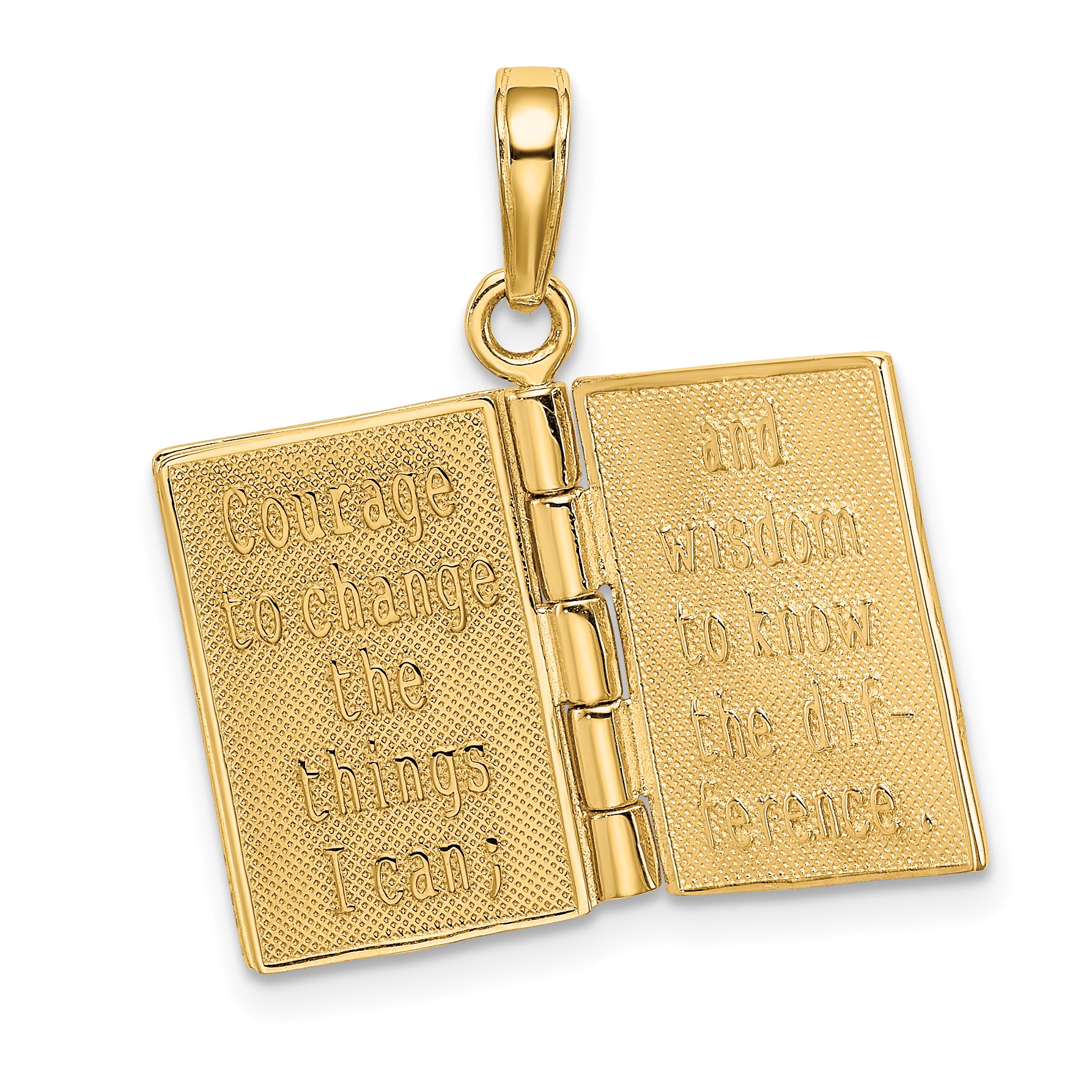 14K 3-D Moveable Pages Serenity Prayer Book Pendant