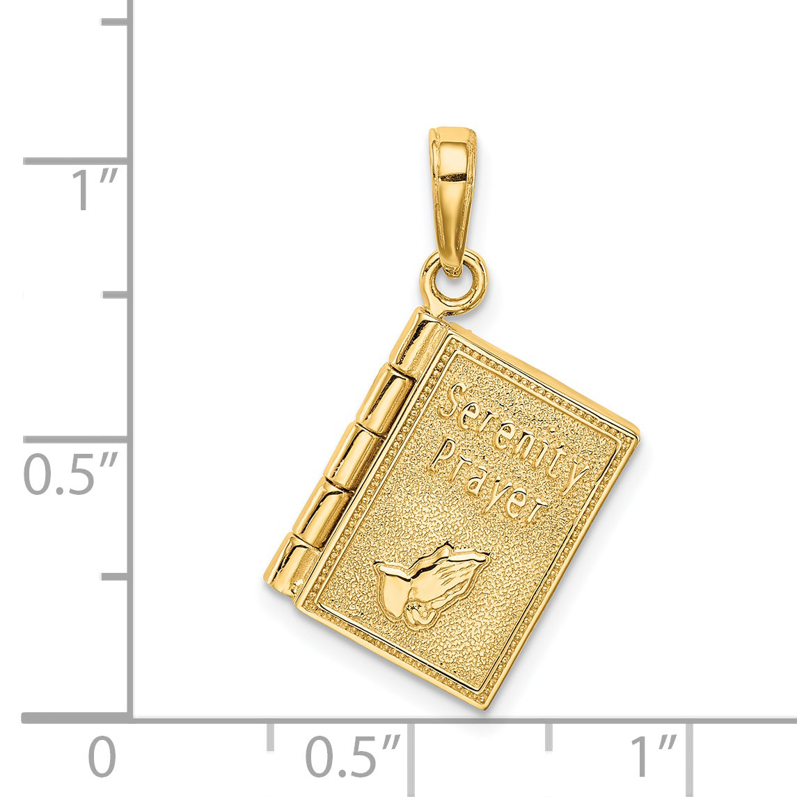 14K Gold 3D Serenity Prayer Book Pendant with Moveable Pages