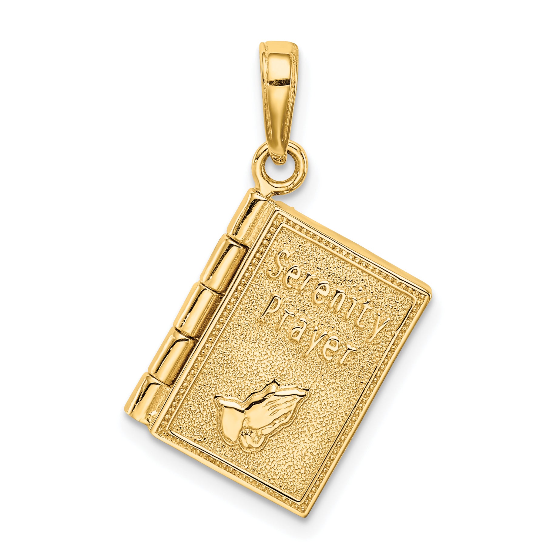 14K 3-D Moveable Pages Serenity Prayer Book Pendant