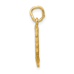 14K Gold Nefertiti Charm with Satin Front and Polished Back  Elegant Solid Design