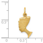 14K Gold Nefertiti Charm with Satin Front and Polished Back  Elegant Solid Design