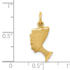 14K Gold Nefertiti Charm with Satin Front and Polished Back  Elegant Solid Design