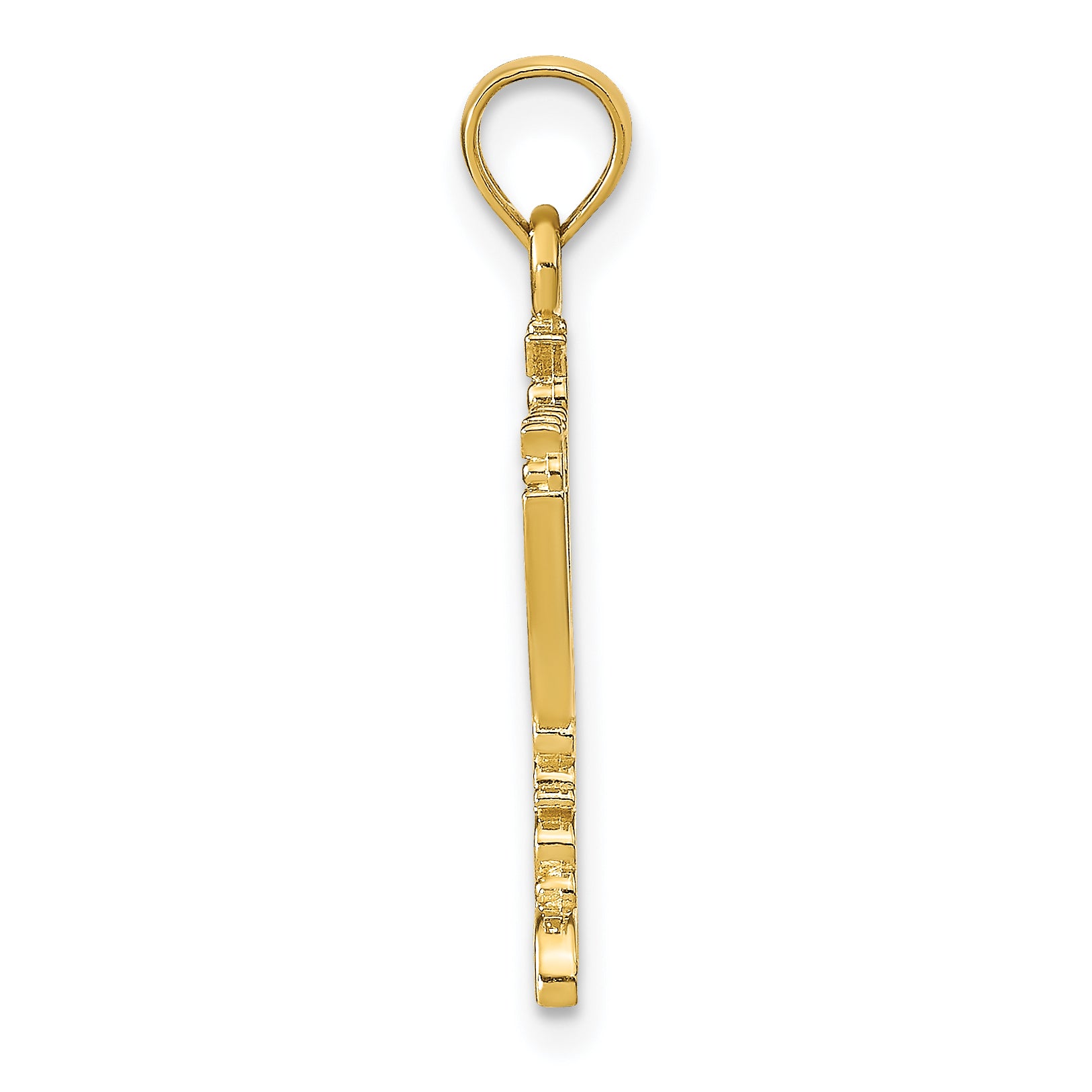 14K Gold Menorah Pendant with Polished Finish and Textured Details