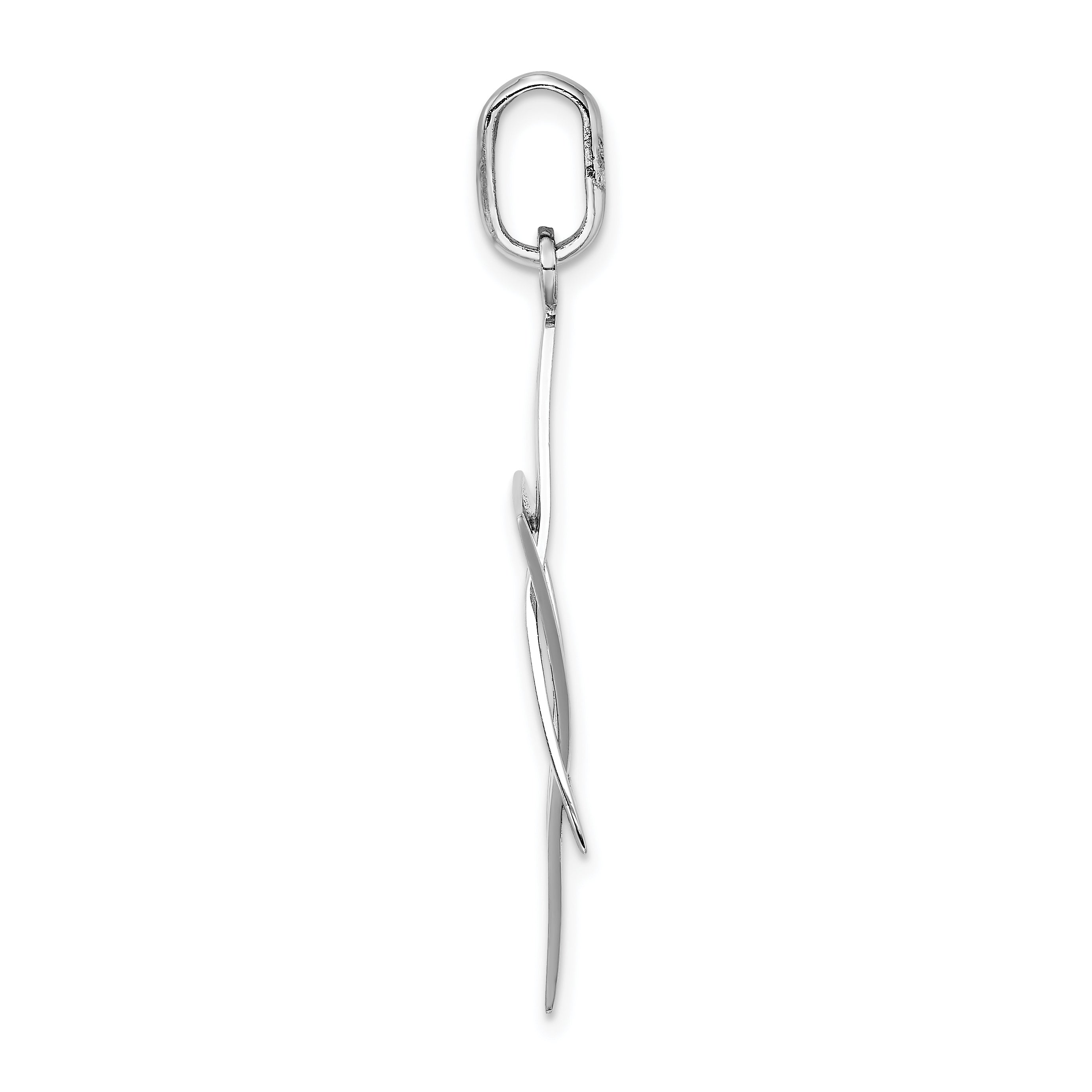 14K White Gold Elongated Star of David Charm with Polished 3D Design by Sophia Jewelers Secondary image