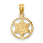 14K Gold Star of David Pendant in Circle Frame Elegant, Solid Design