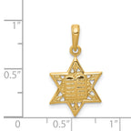 14K Gold Star of David Pendant with Tablets  Elegant Cast Design