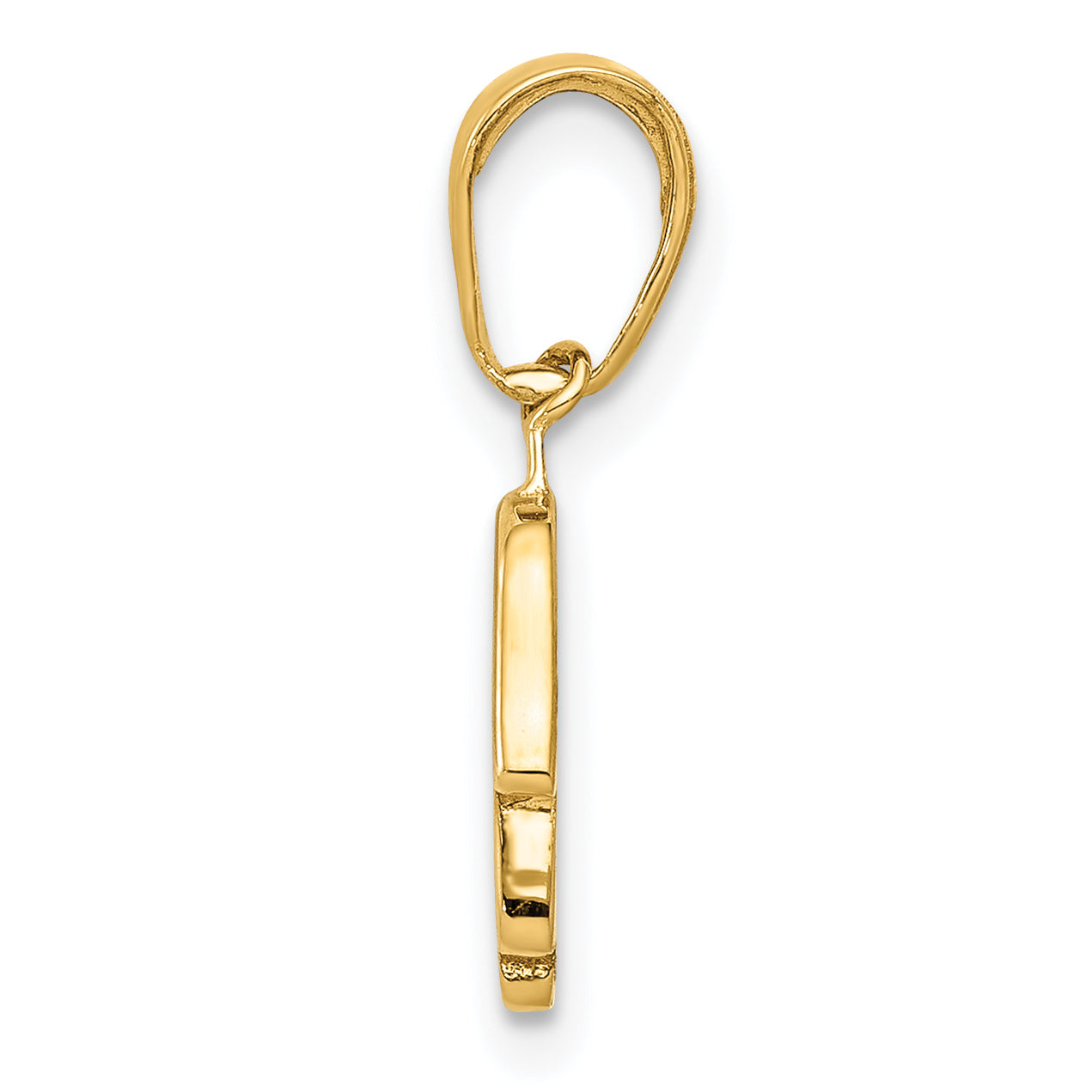 14K Gold Small Solid Hamsa Pendant with Flat Back Casted Design