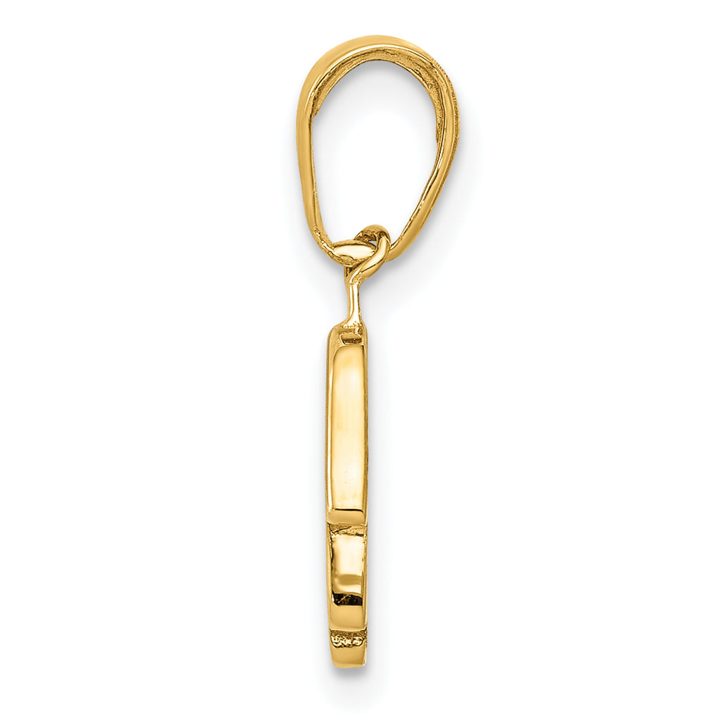 14K Gold Small Solid Hamsa Pendant with Flat Back Casted Design