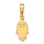 14K Gold Small Solid Hamsa Pendant with Flat Back Casted Design
