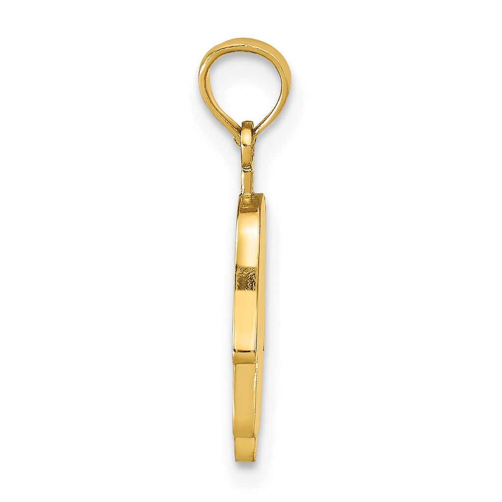 14K Yellow Gold Large Solid Hamsa Pendant with Flat Back Design