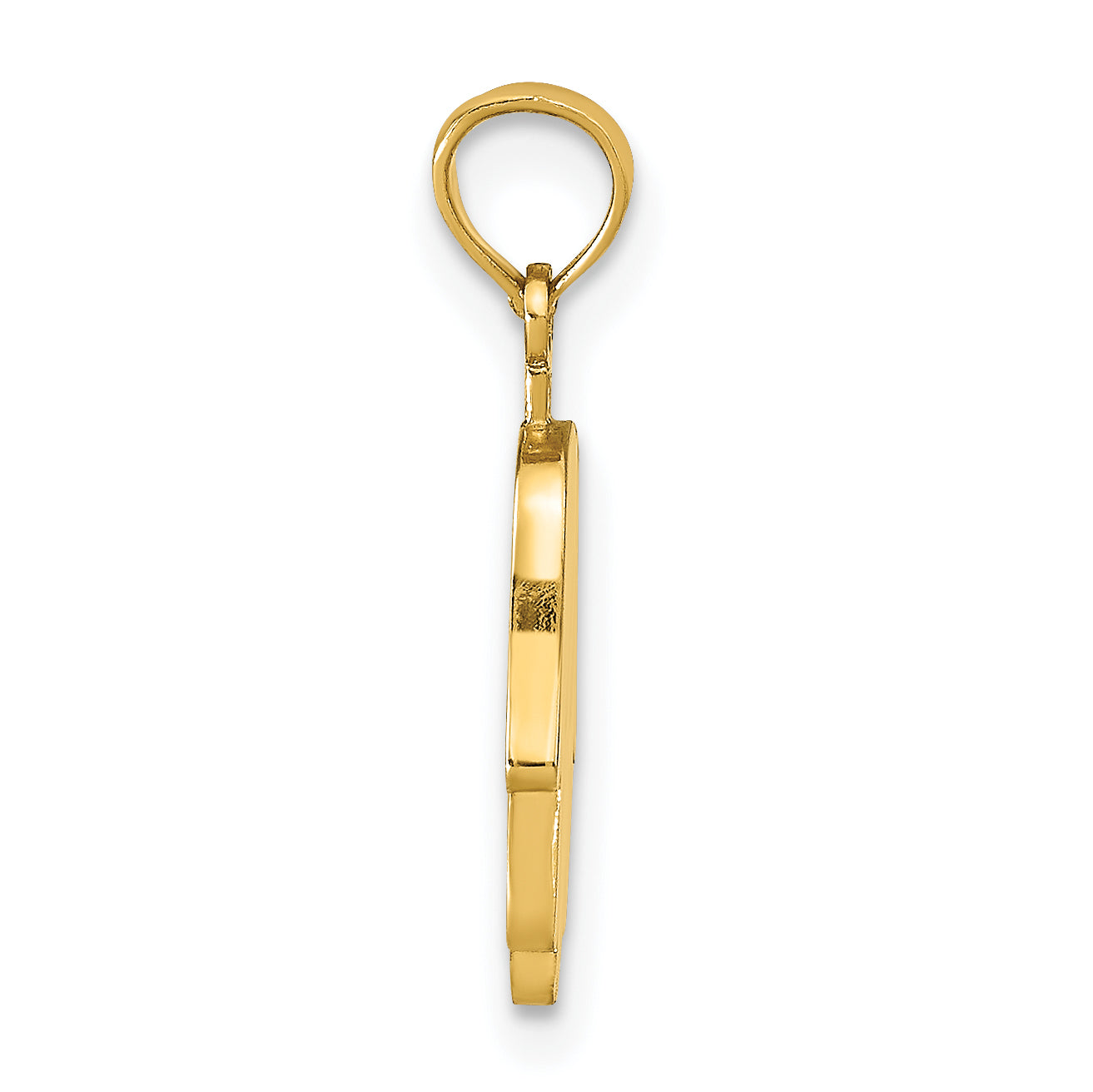 14K Yellow Gold Large Solid Hamsa Pendant with Flat Back Design
