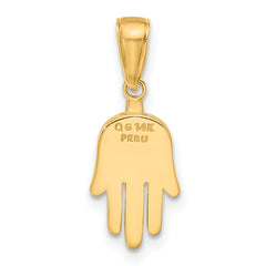 14K Yellow Gold Large Solid Hamsa Pendant with Flat Back Design