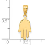 14K Yellow Gold Large Solid Hamsa Pendant with Flat Back Design