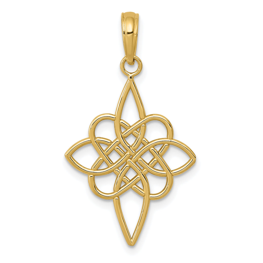 14K Gold Celtic Knot Pendant with Polished Finish Elegant Cast Design