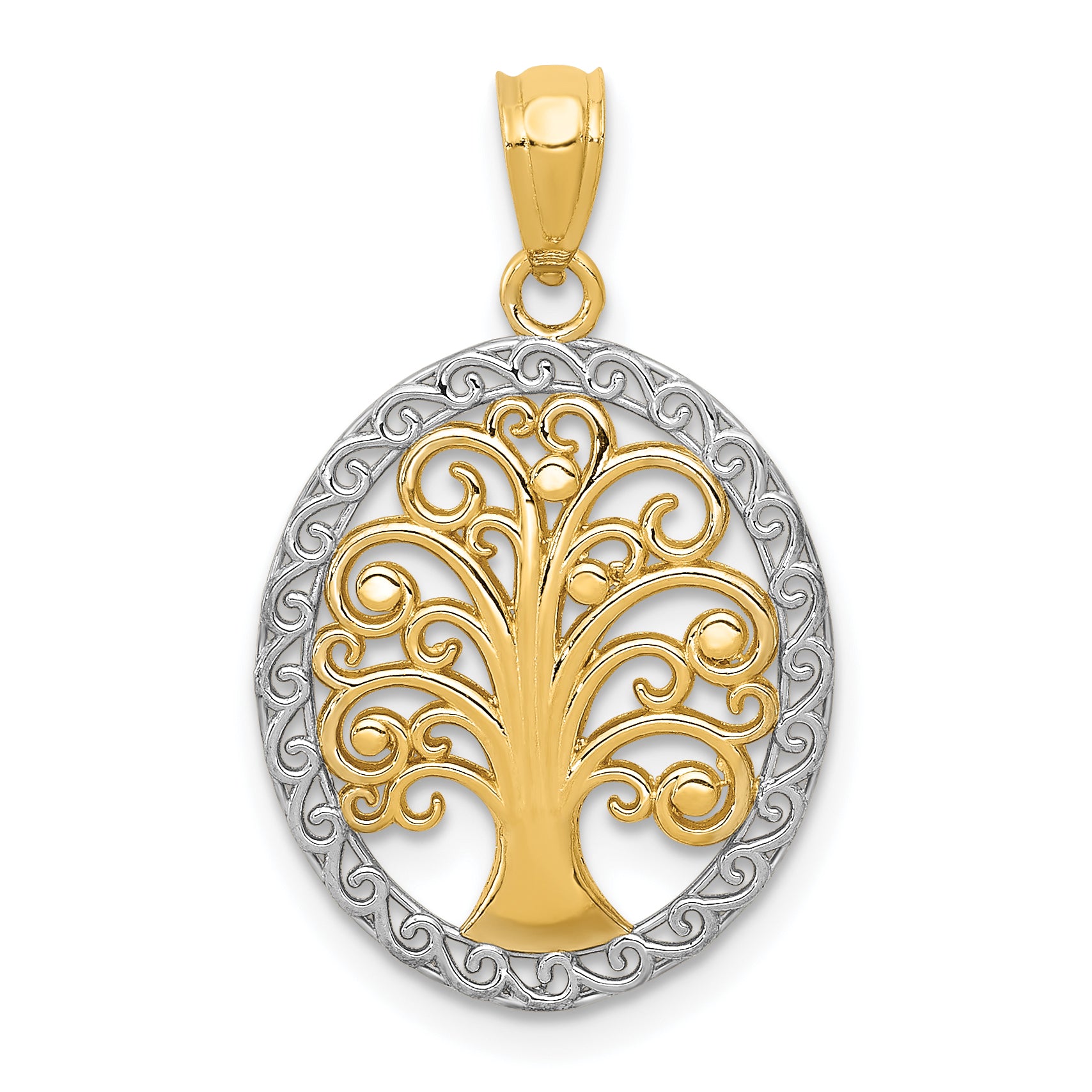 14k w/ Rhodium Tree of Life Pendant Main image