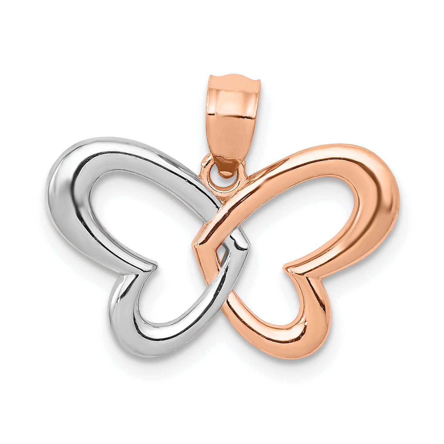 14k Rose Gold w/Rhodium Butterfly Pendant Main image