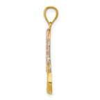 14K Two-Tone Gold Butterfly Pendant with White Rhodium Hearts Polished Finish