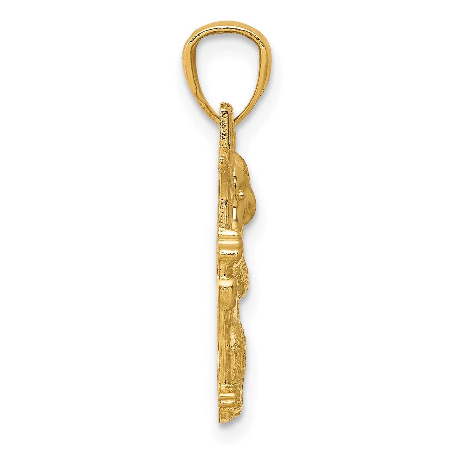 14K Yellow Gold Textured Koala Pendant for Men  Polished Solid Design