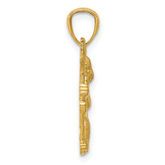 14K Yellow Gold Textured Koala Pendant for Men  Polished Solid Design