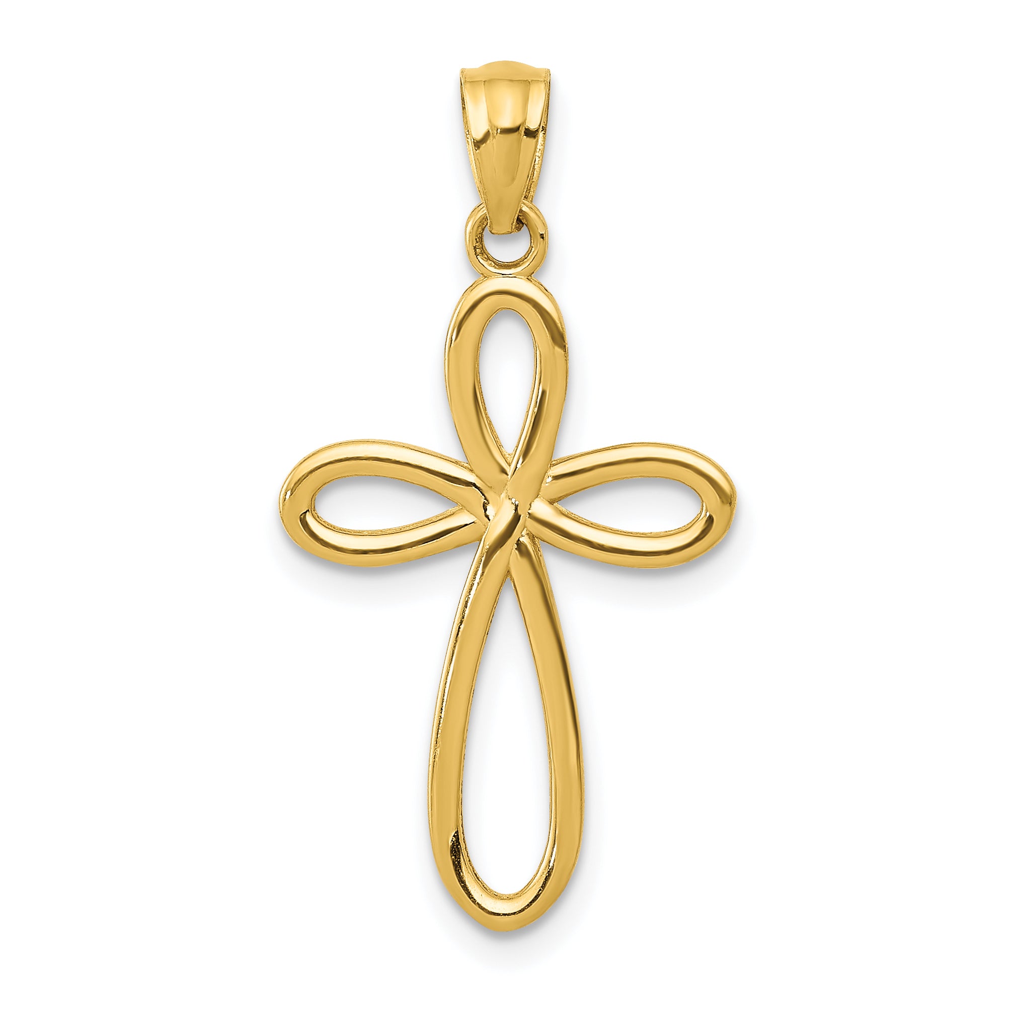14k Yellow Gold Ribbon Cross Pendant Main image