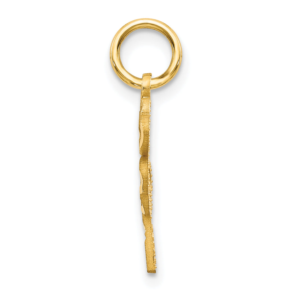 14K Yellow Gold Four-Leaf Clover Charm with Brushed Diamond-Cut Finish