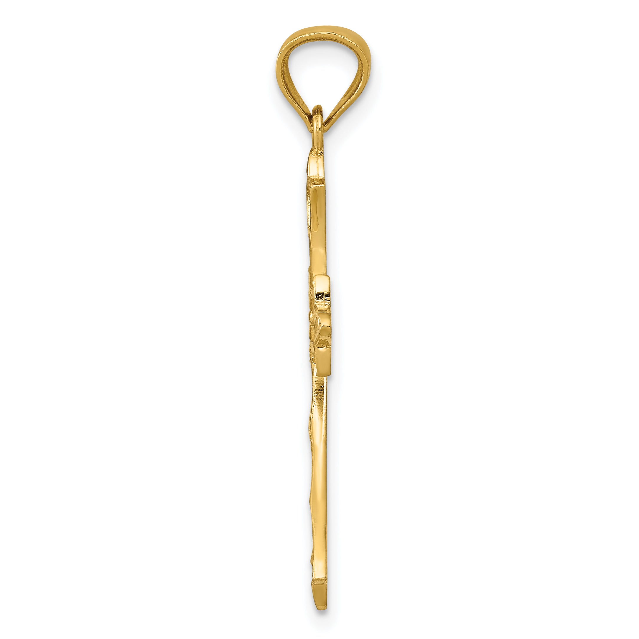 14K Yellow Gold Cross Pendant with Solid Cast Design Elegant and Timeless