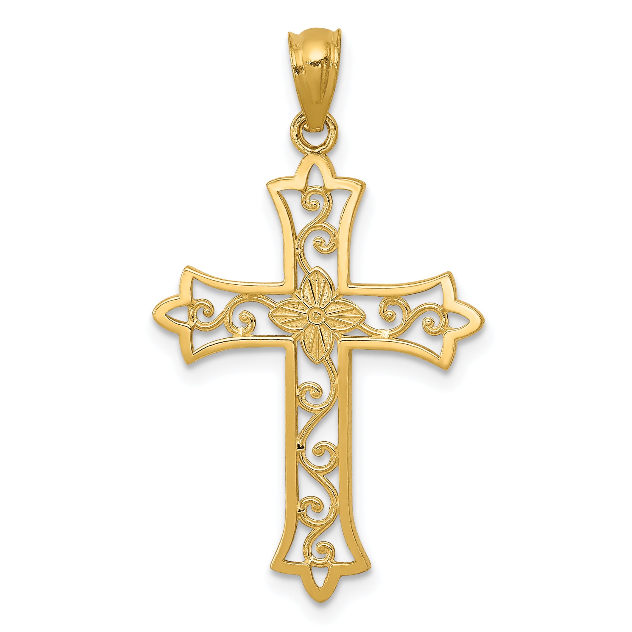 14K Yellow Gold Cross Pendant with Solid Cast Design Elegant and Timeless