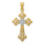 14K w/Rhodium Diamond-Cut Cross Pendant