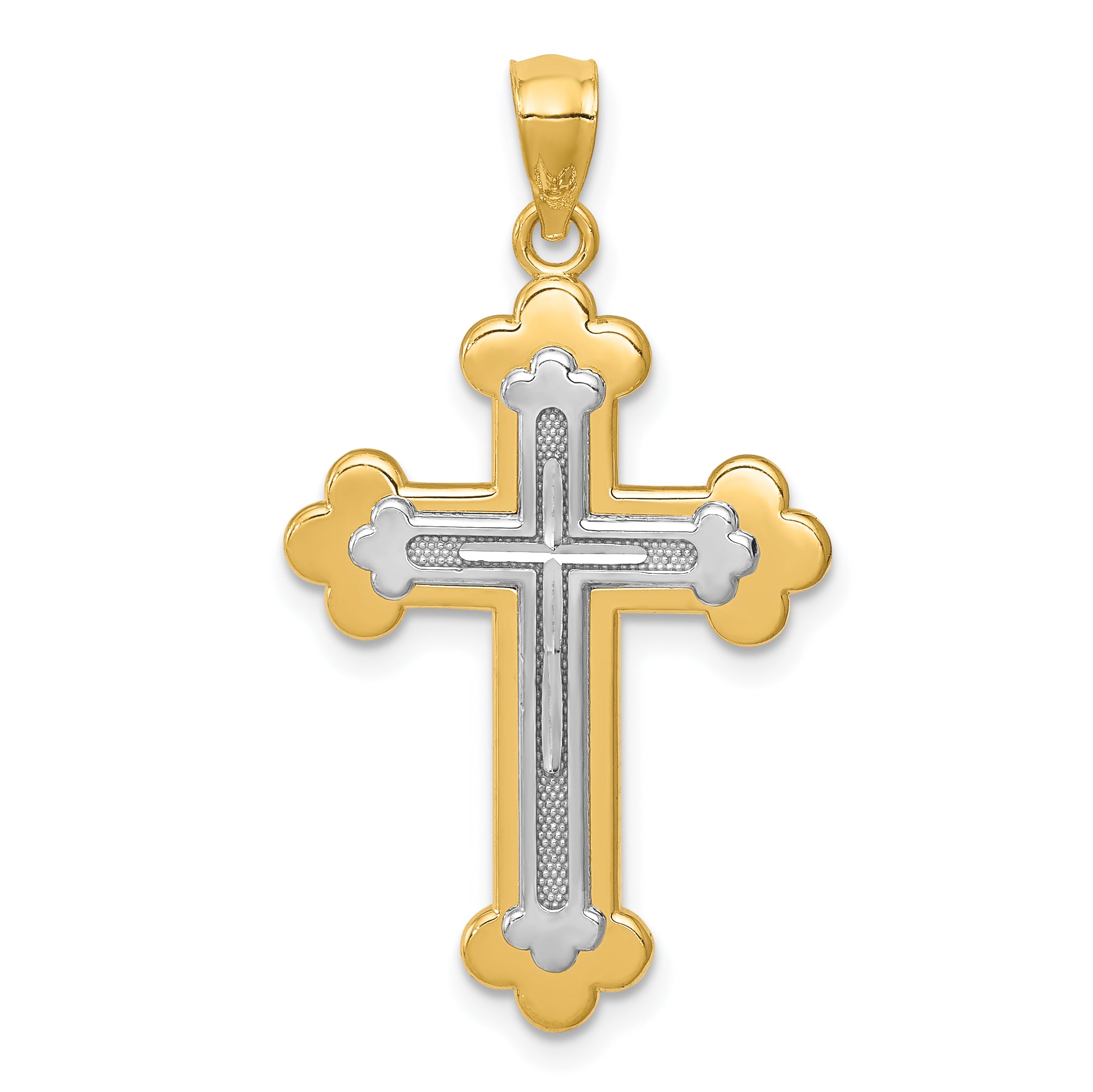 14k Two-tone Budded Cross Pendant Main image