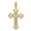 14k Two-tone Budded Cross Pendant