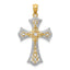 14K w/Rhodium Diamond-Cut Cross Pendant