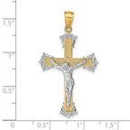 14K Two-Tone Gold Crucifix Pendant with Solid Cast Design